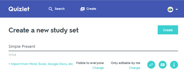 Create a new study set