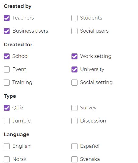 filled in filters drop down K